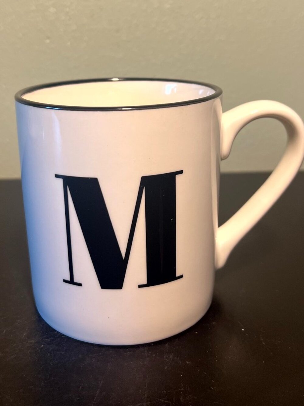 THRESHOLD Letter "M" Initial Monogram Stoneware Mug w/ Metallic Gold Accents
